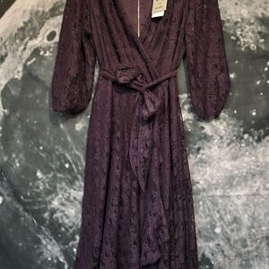 Danny & Nicole Deep Purple Lace Dress